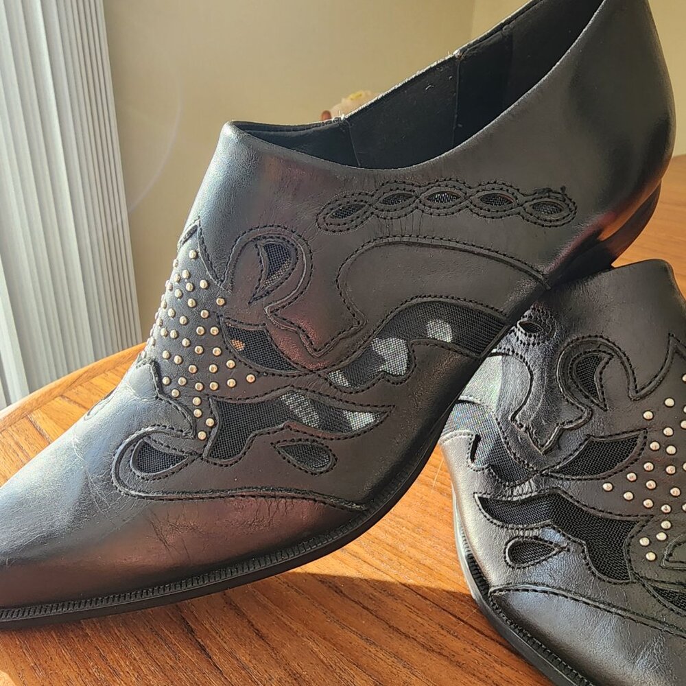 Zara Woman Leather Laser Cut Booties Size 7.5 - Picture 4 of 11